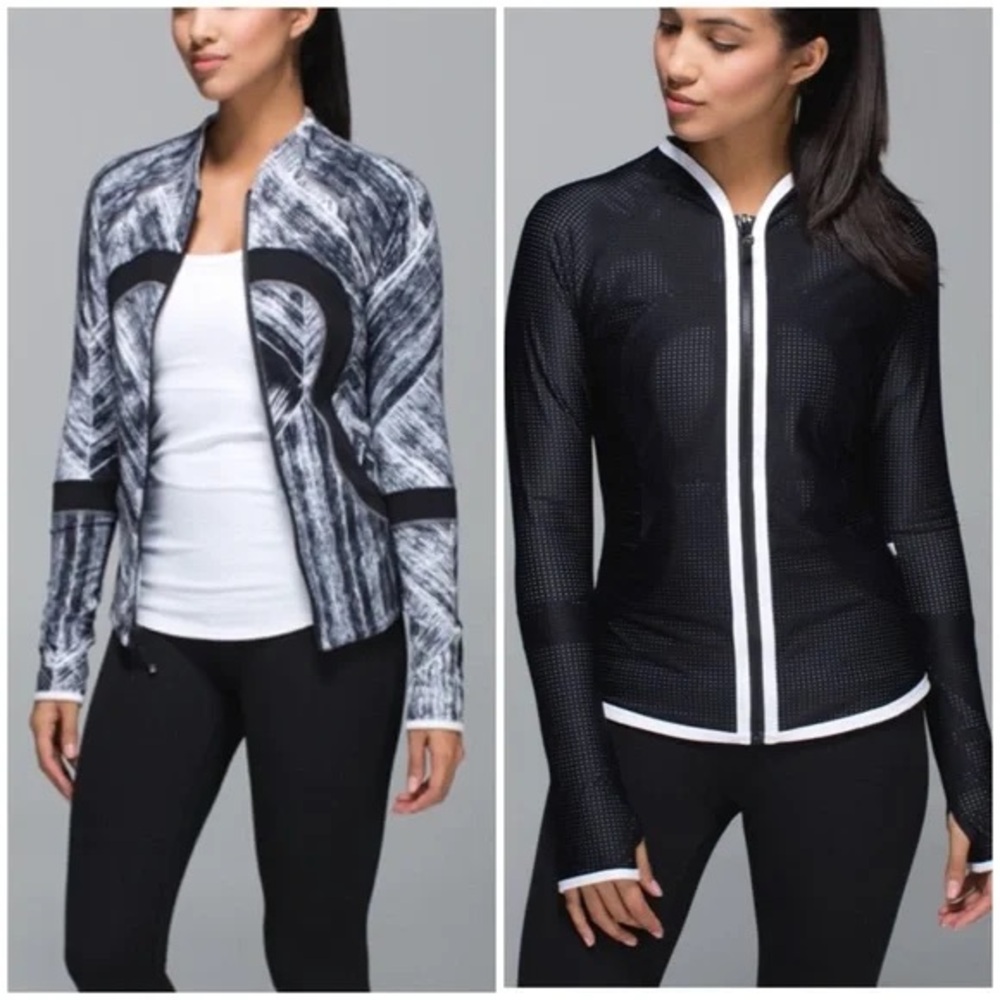 Lululemon Size 8/10‎ Find Your Bliss Jacket Reversible Zip Black Heat Wave Mesh